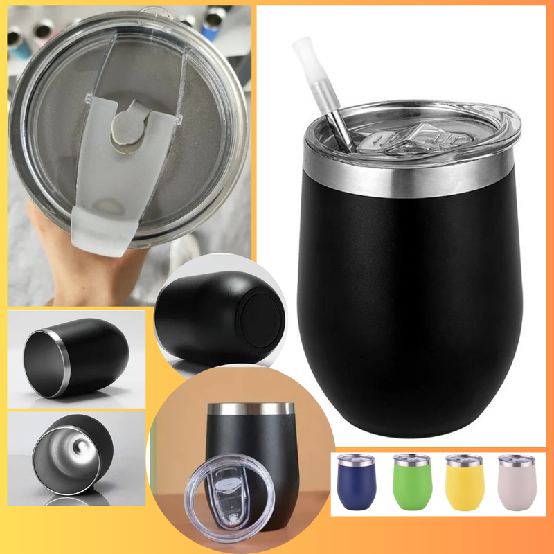 Cuia Térmica Inox 350ml com Tampa Vedada – Parede Dupla, Conserva Bebidas Geladas ou Quentes