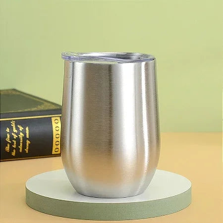 Cuia Térmica Inox 350ml com Tampa Vedada – Parede Dupla, Conserva Bebidas Geladas ou Quentes