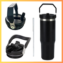 Garrafa Flip Straw Tumbler Preta 900 ml com Alça Superior