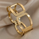Pulseira Bracelete Feminina em Aço Inoxidável – Design Geométrico Moderno Dourado ou Prateado