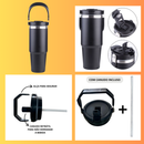Garrafa Flip Straw Tumbler Preta 900 ml com Alça Superior