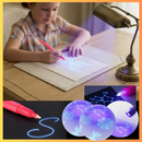 Caneta Mágica de Luz 2 em 1 com UV – Caneta de Tinta Invisível para Desenho Criativo Infantil