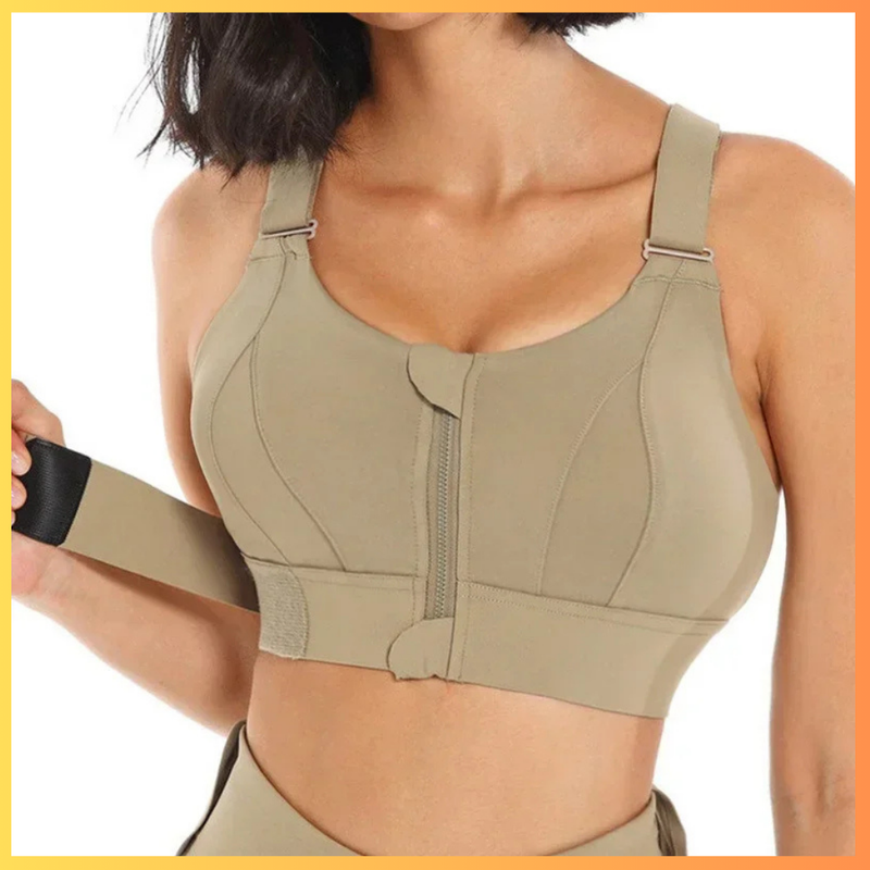 Top Esportivo Feminino de Alta Sustentação com Zíper Frontal – Alça Ajustável, Ideal para Yoga e Treinos de Alto Impacto