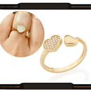 Anel Feminino Duplo Coração em Aço Inoxidável com Zircão – Anel Ajustável Amor e Elegância