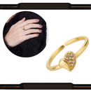 Anel Feminino Duplo Coração em Aço Inoxidável com Zircão – Anel Ajustável Amor e Elegância