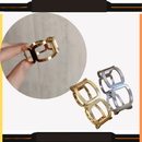 Pulseira Bracelete Feminina em Aço Inoxidável – Design Geométrico Moderno Dourado ou Prateado