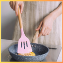 ROSA - Conjunto de Utensílios de Cozinha 12 Peças - Silicone e Cabo de Madeira