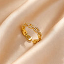 Anel Feminino Folhas Zircão Dourado 18K Pave Anel Borboleta Aesthetic Elegante Presente Casamento