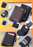 Carteira Masculina Dobrável com Ziper - Loja STERS.Mey