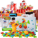 Kit Ferramenta Infantil de Montagem Criativa – 144 Peças com Parafusadeira Elétrica, Maleta Portátil e Blocos Coloridos - Loja STERS.Mey