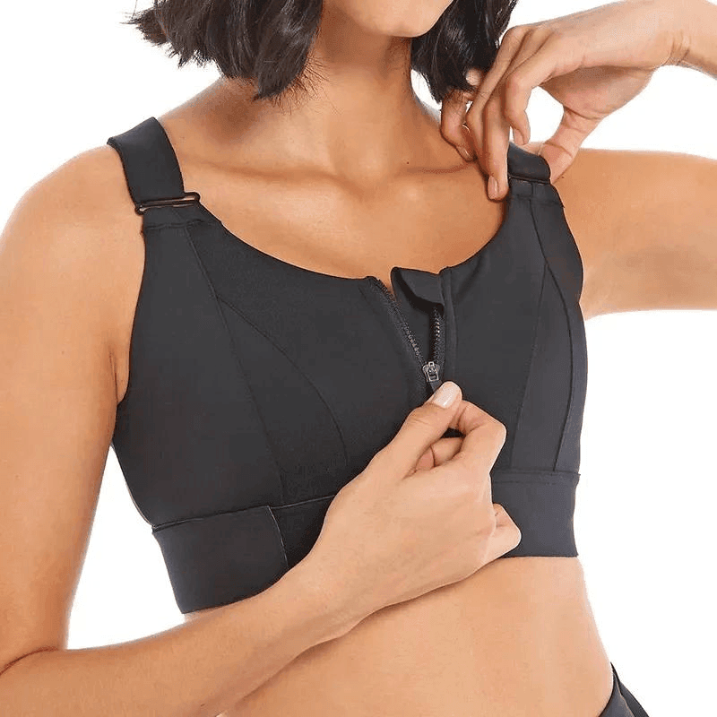 Top Esportivo Feminino de Alta Sustentação com Zíper Frontal – Alça Ajustável, Ideal para Yoga e Treinos de Alto Impacto - Loja STERS.Mey