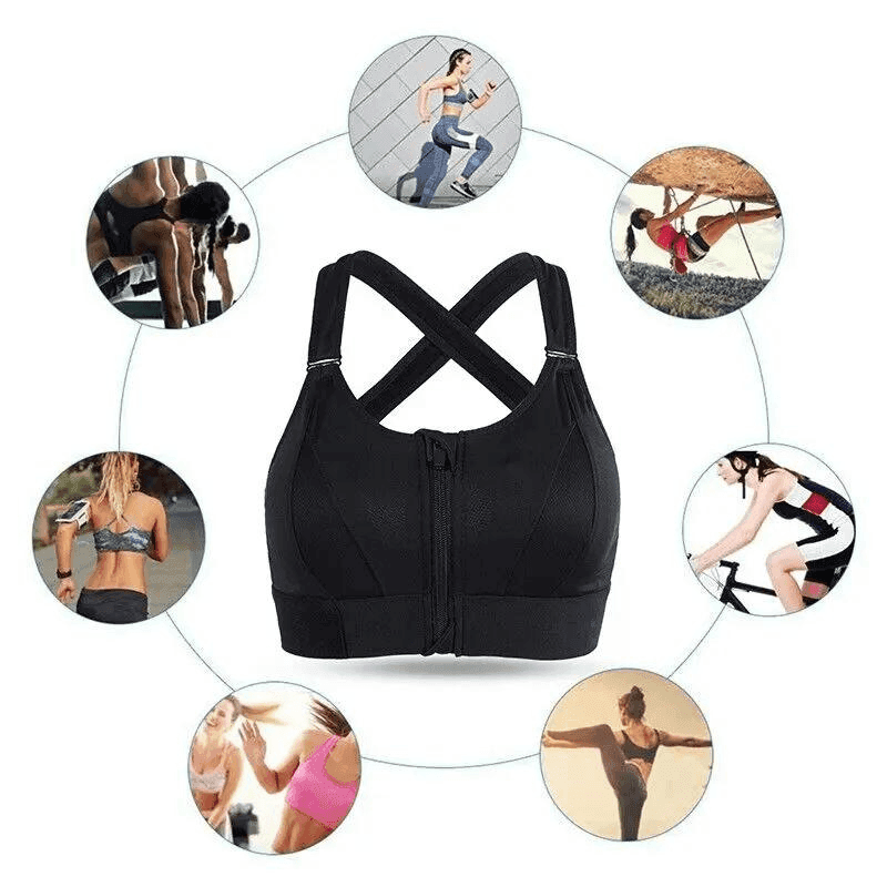 Top Esportivo Feminino de Alta Sustentação com Zíper Frontal – Alça Ajustável, Ideal para Yoga e Treinos de Alto Impacto - Loja STERS.Mey