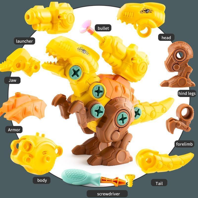 Dinossauro Para Montar Educativo Dino Baby – Brinquedo Interativo com 32 Peças, Ferramenta de Montagem e Canhão de Lançamento - Loja STERS.Mey