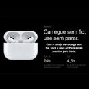 Fone de ouvido sem fio AirPods com estojo de recarga sem fio, até 24h de bateria