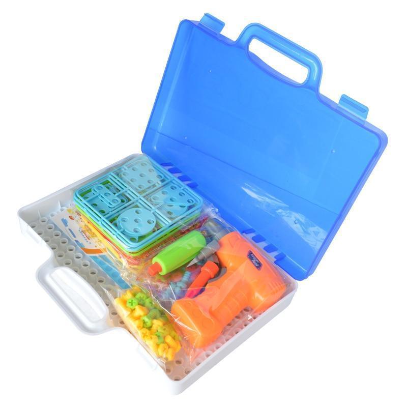 Kit Ferramenta Infantil de Montagem Criativa – 144 Peças com Parafusadeira Elétrica, Maleta Portátil e Blocos Coloridos - Loja STERS.Mey